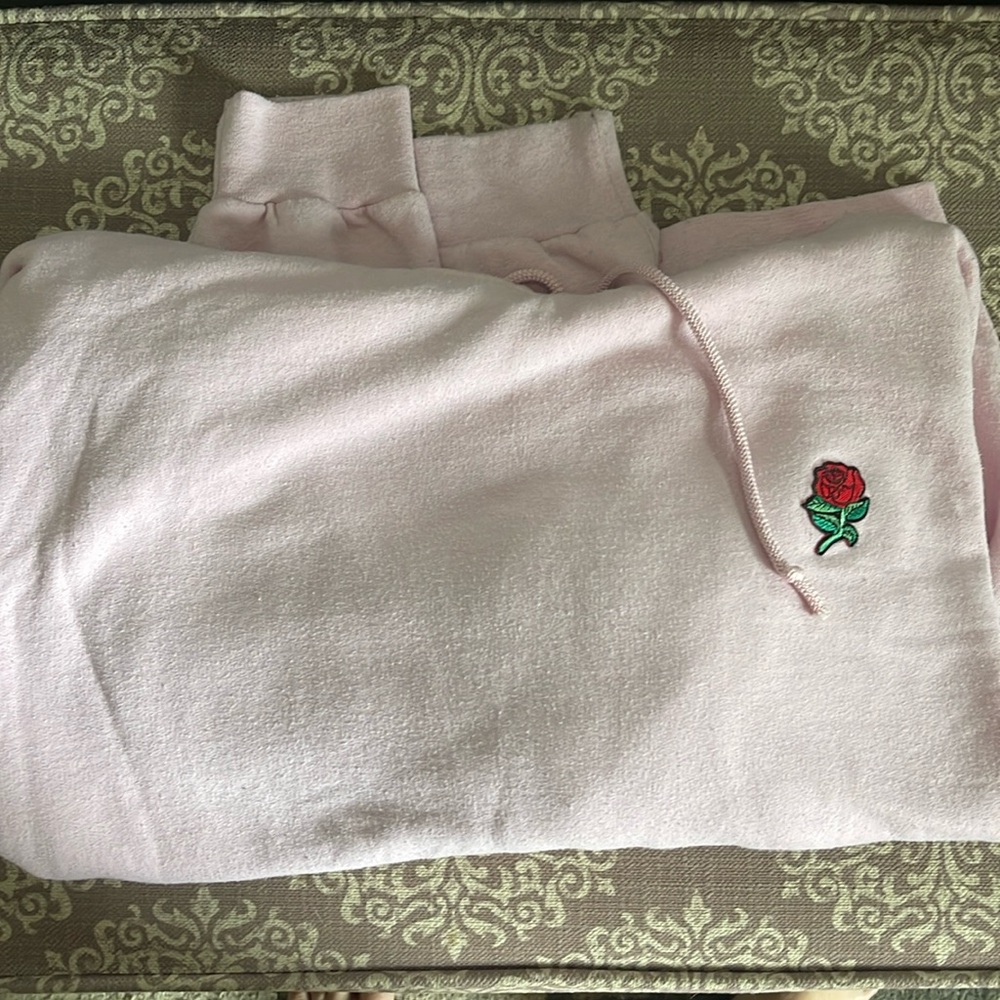 Pink hoodie with rose
